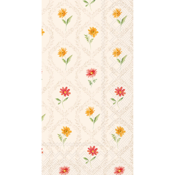 Floral pattern with small flowers on a textured beige background