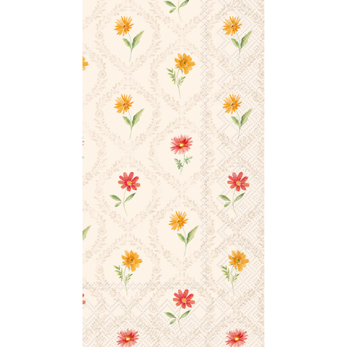 Floral pattern with small flowers on a textured beige background