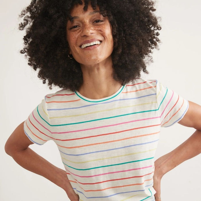 Swing Crew Tee Rainbow Stripe