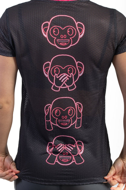 T-shirt Femme manches courtes - Emoji Monkey Neon