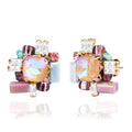 Tai Jewelry - Mauve Iridescent CZ With Baguette Studs