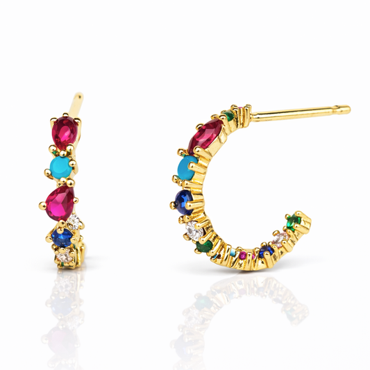 Tai Jewelry - Multi Colored Huggie Hoop