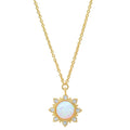 Tai Jewelry - Opal Sun Pendant with CZ Accents Necklace