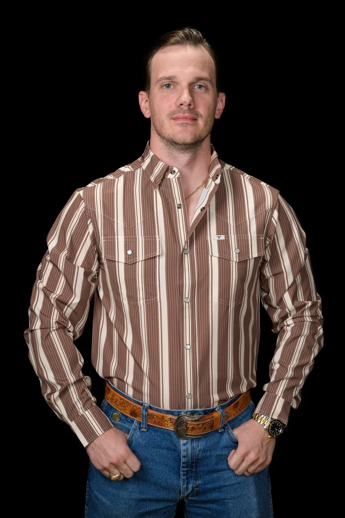 The Atlas in Brown - Long Sleeve Snap Shirt by Ferrell