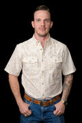 The Carson in Beige - Short Sleeve Snap Shirt by Ferrell