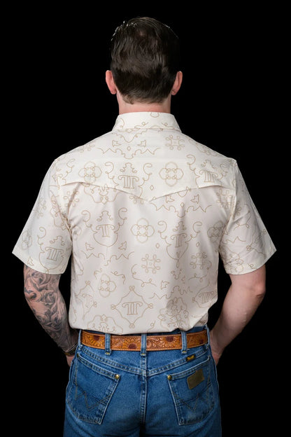 The Carson in Beige - Short Sleeve Snap Shirt by Ferrell
