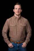 The Carson in Brown - Long Sleeve Snap Shirt by Ferrell