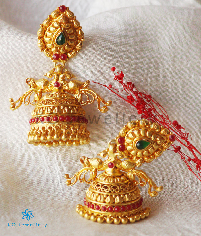 The Manmatha Silver Peacock Jhumka