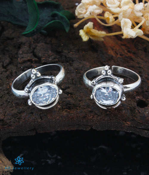 Mira Silver Toe-Rings (White)