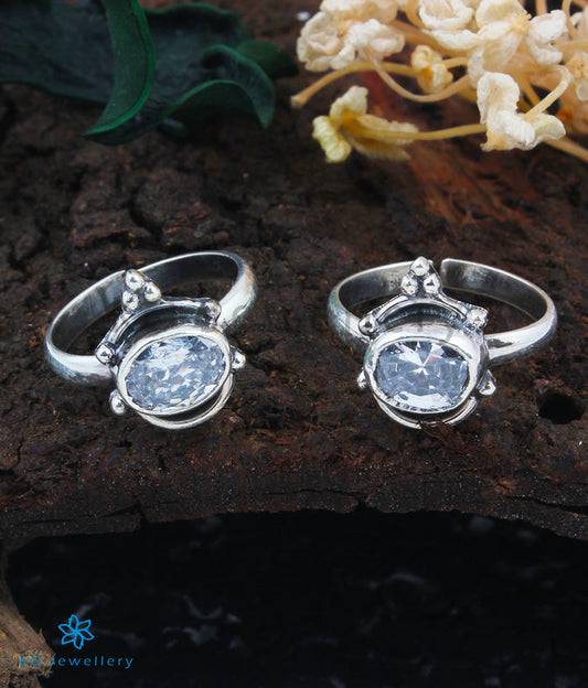 Mira Silver Toe-Rings (White)