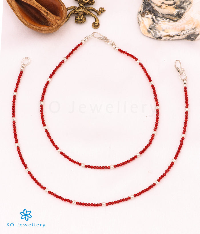 The Rujuta Silver Bead Anklets