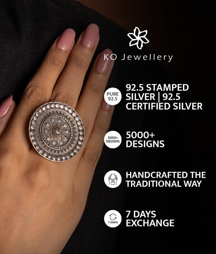 The Sahitya Silver Navratna Toe-Rings (Oxidised)