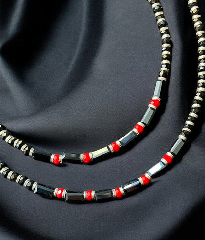 The Sharanya blackbead Silver Anklets
