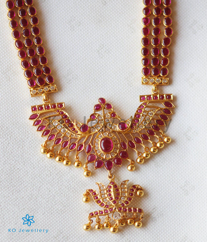 The Tejas Silver Peacock Kempu Necklace