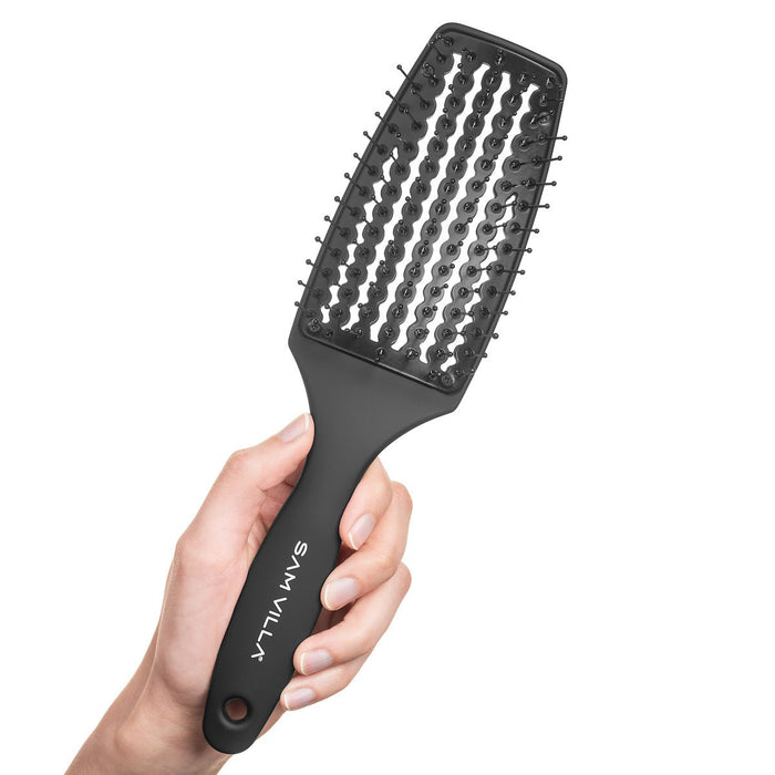 Sam Villa Thermal Ionic Pro Vent Brush, professional vented brush with ceramic thermal core for even heat distribution, heat-resistant ionic nylon bristles for fast drying, detangling, smoothing, and anti-frizz results, reduces static and drying time, perfect for salon-quality blowouts and sleek polished hair