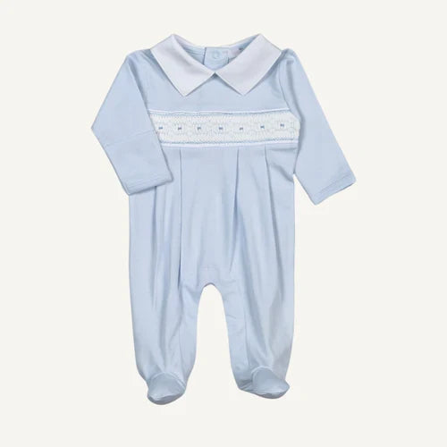 Tim Blue Smocked Footie