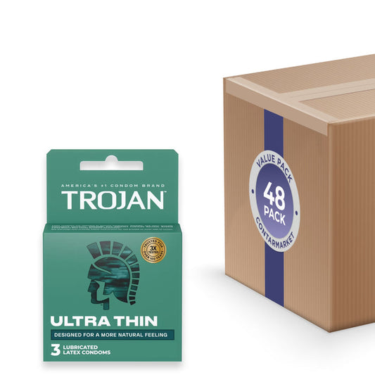 Trojan Lubricated Condoms, Ultra Thin, 3 Ct - 48 Pack