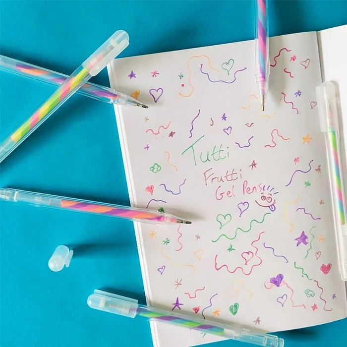 Tutti Frutti Rainbow Gel Pens Set for Study & Notes – 6 Colours