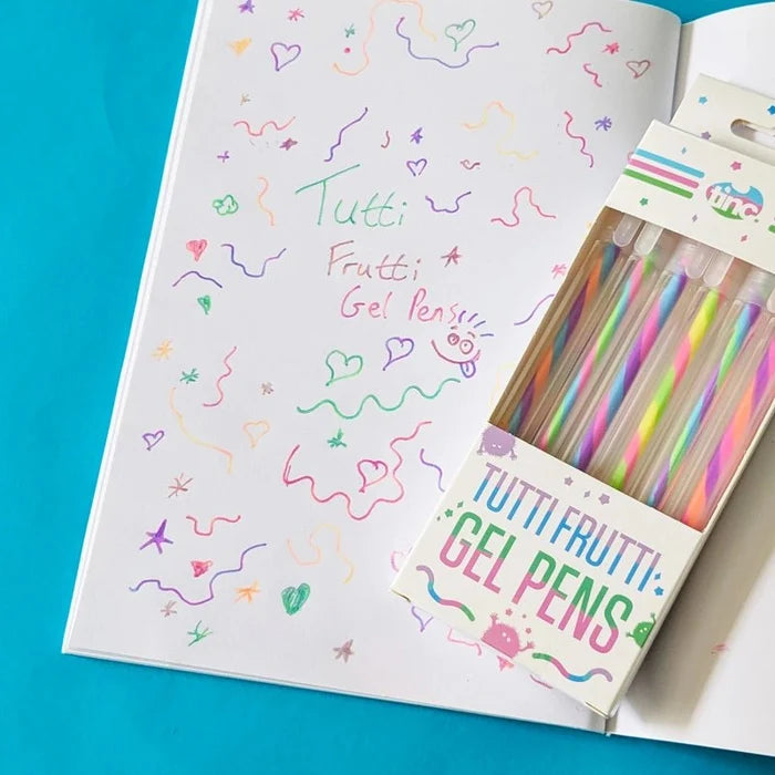 Tutti Frutti Rainbow Gel Pens Set for Study & Notes – 6 Colours