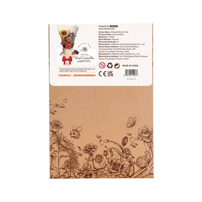 TW031 Red Camellia Robotime Rowood DIY Wooden Flower 3D Puzzles