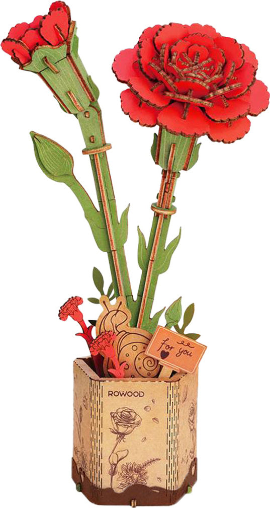 Red Carnation - Wood Bloom Craft