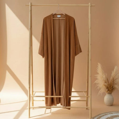 HAWA Velvet Long Kimono - Terracotta in Kuwait - Waha Lifestyle