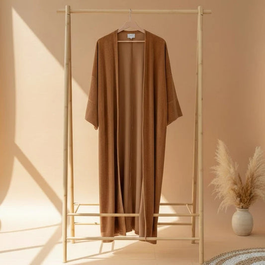 HAWA Velvet Long Kimono - Terracotta in Kuwait - Waha Lifestyle