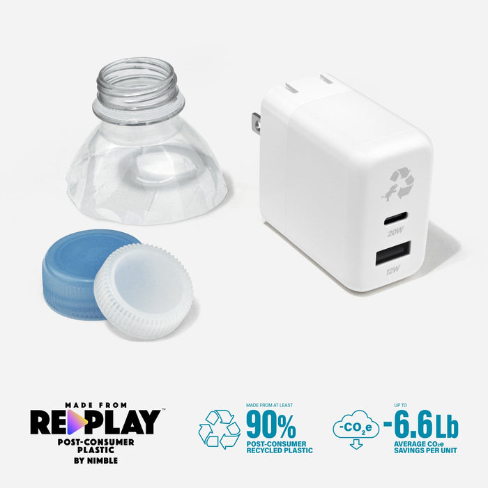 Nimble Polar White WALLY Duo 32W Wall Charger