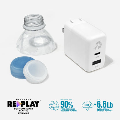 Nimble Polar White WALLY Duo 32W Wall Charger
