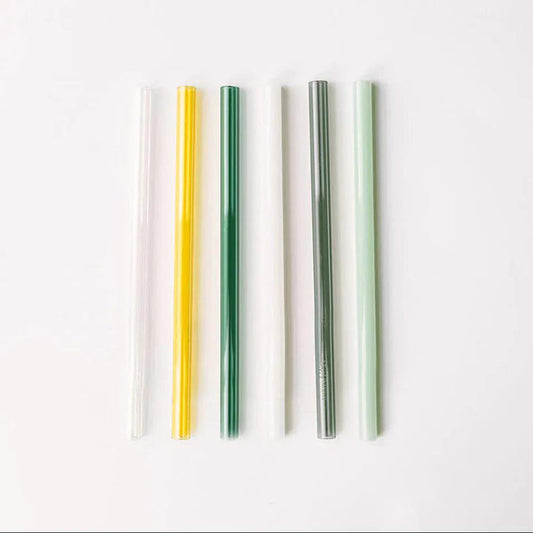 Simply Straws Wide 10" Glass Straw Set - Fjord Mist