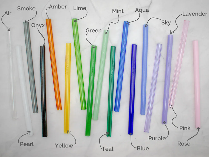 Simply Straws Wide 10" Glass Straw Set - Fjord Mist