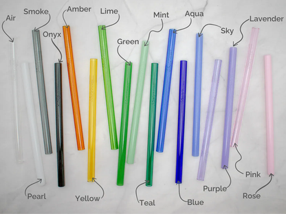 Simply Straws Wide 10" Glass Straw Set - Fjord Mist