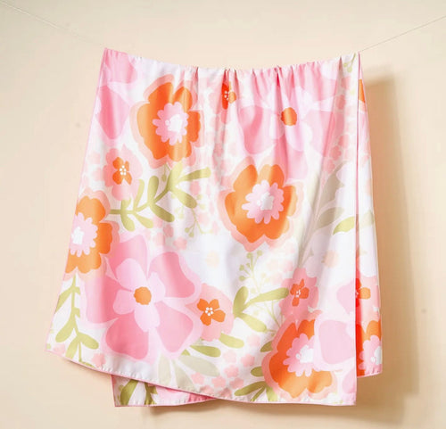 XL Quick Dry Beach Towel- Beyond Blooms Pink Orange