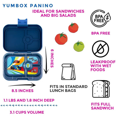 Yumbox Panino Leakproof Bento Box - Misty Aqua with Rainbow Tray