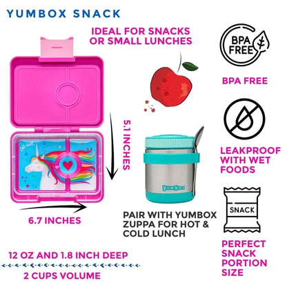 Yumbox Snack Size Leakproof Bento Box - Malibu Purple with Unicorn Tray