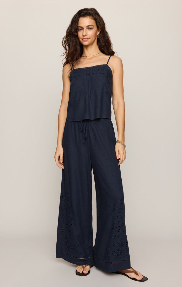 Z Supply Sid Embroidered Woven Pant in Eclipse