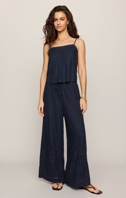 Z Supply Sid Embroidered Woven Pant in Eclipse