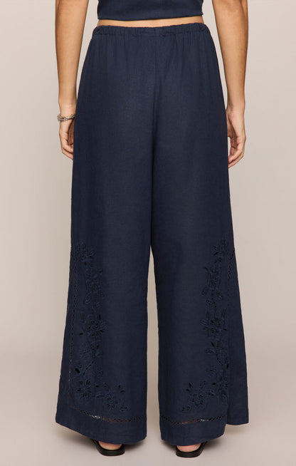 Z Supply Sid Embroidered Woven Pant in Eclipse