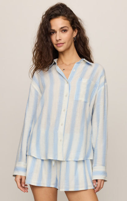 Z Supply The Perfect Striped Button Up in Skyline